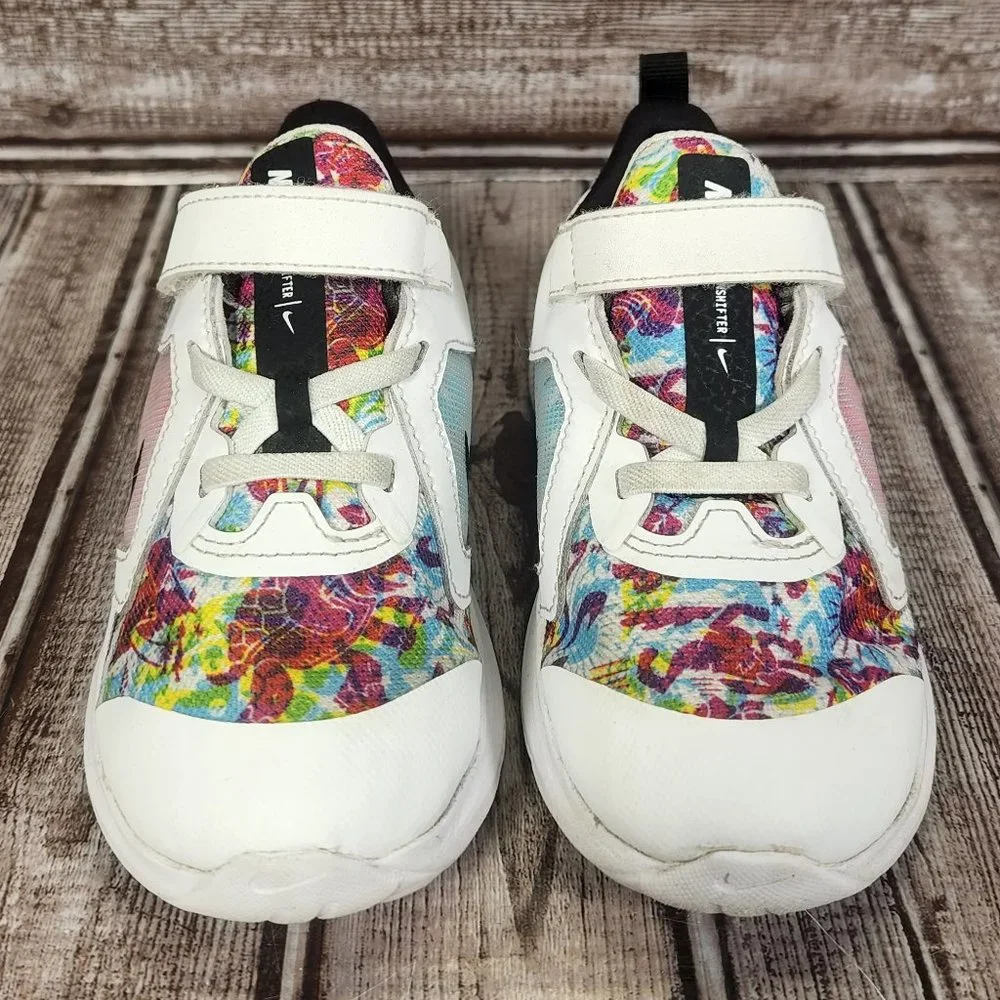 NIKE DOWNSHIFTER 10 Kids Youth Girl's 9C Fabel Fire White Pink Shoes Sneakers - Picture 3 of 9